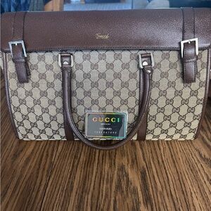Gucci Brown and Tan briefcase bag